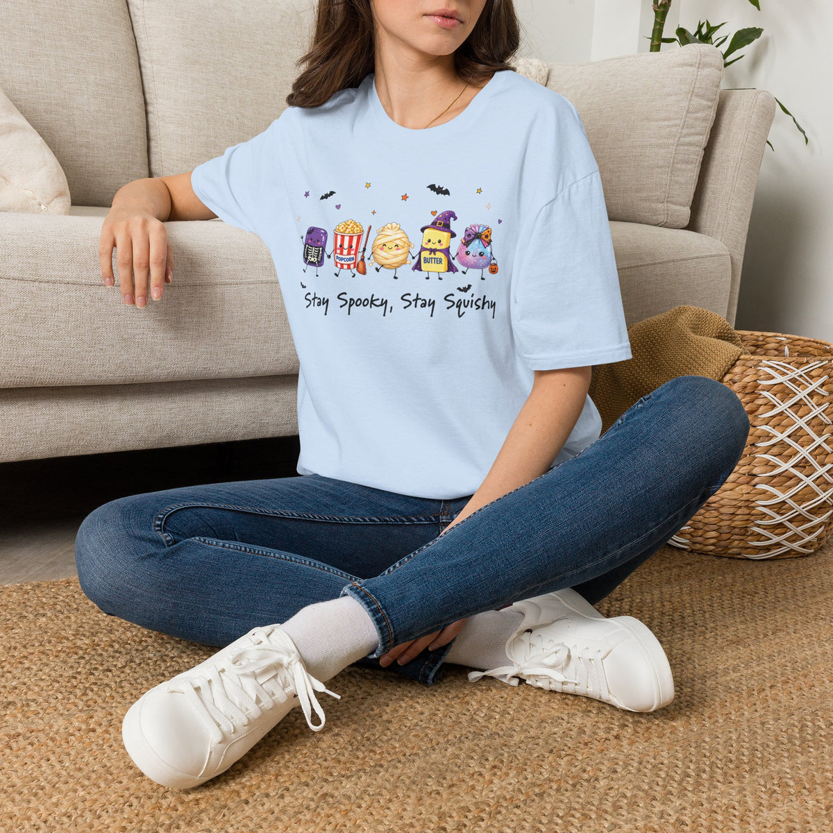 Halloween Squishy T-Shirt — 'Stay Spooky, Stay Squishy' Cute Halloween Food Characters Tee