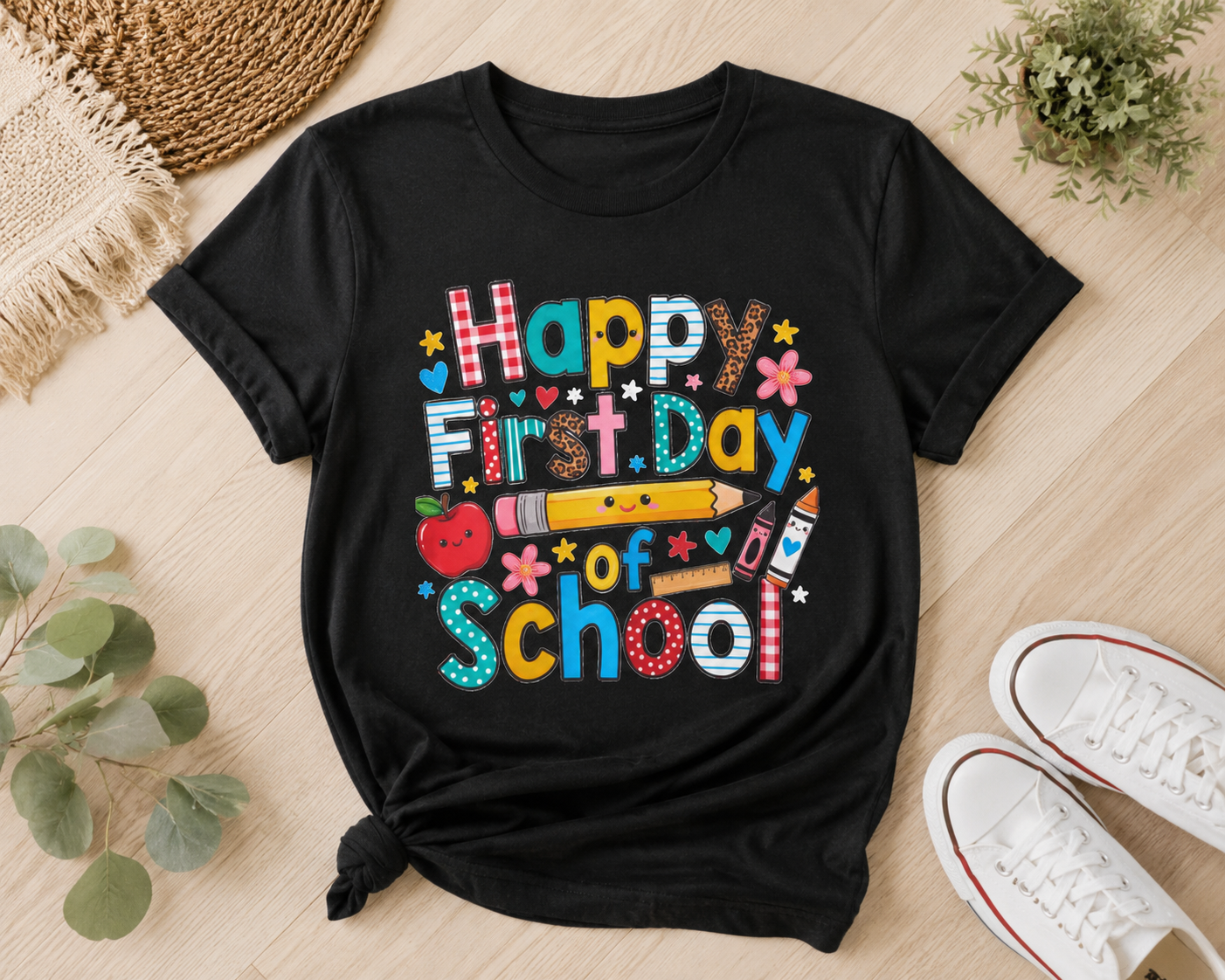 Kids' 'Happy First Day of School' T-Shirt — Colorful Back-to-School Tee
