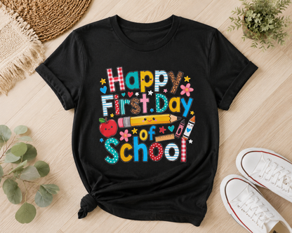 Kids' 'Happy First Day of School' T-Shirt — Colorful Back-to-School Tee