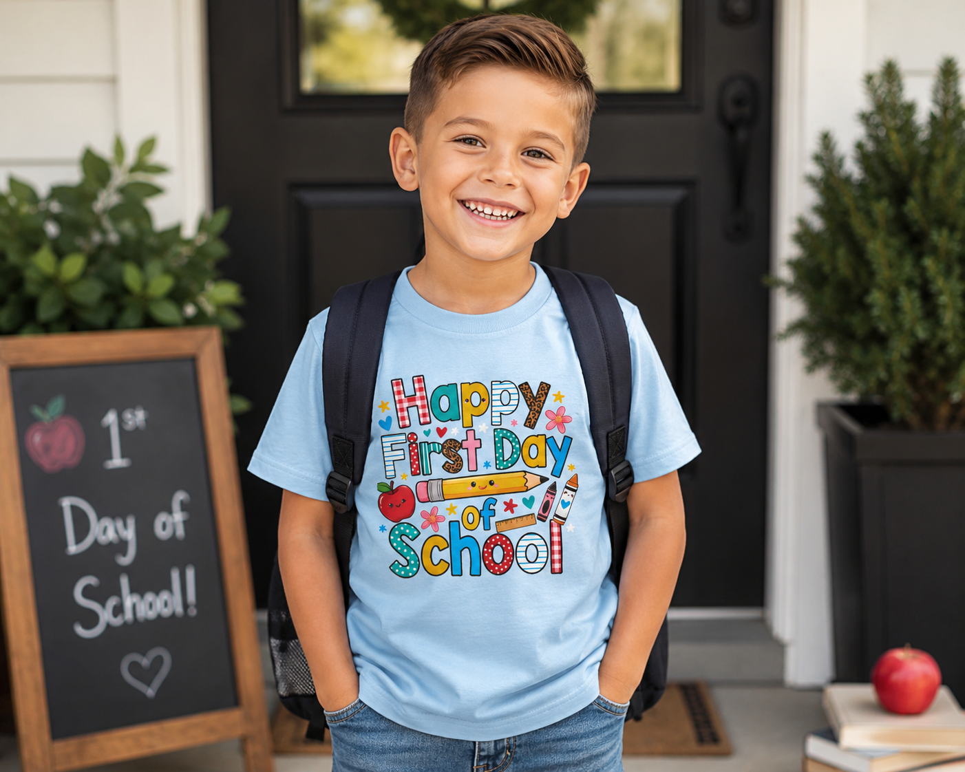 Kids' 'Happy First Day of School' T-Shirt — Colorful Back-to-School Tee
