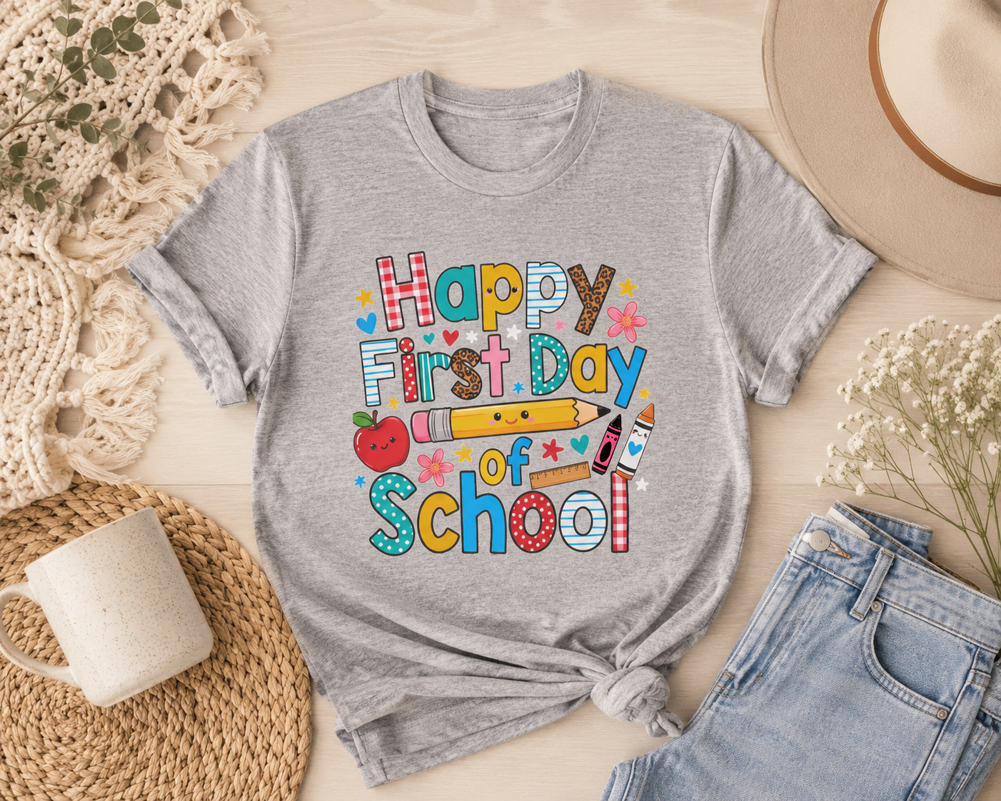 Kids' 'Happy First Day of School' T-Shirt — Colorful Back-to-School Tee