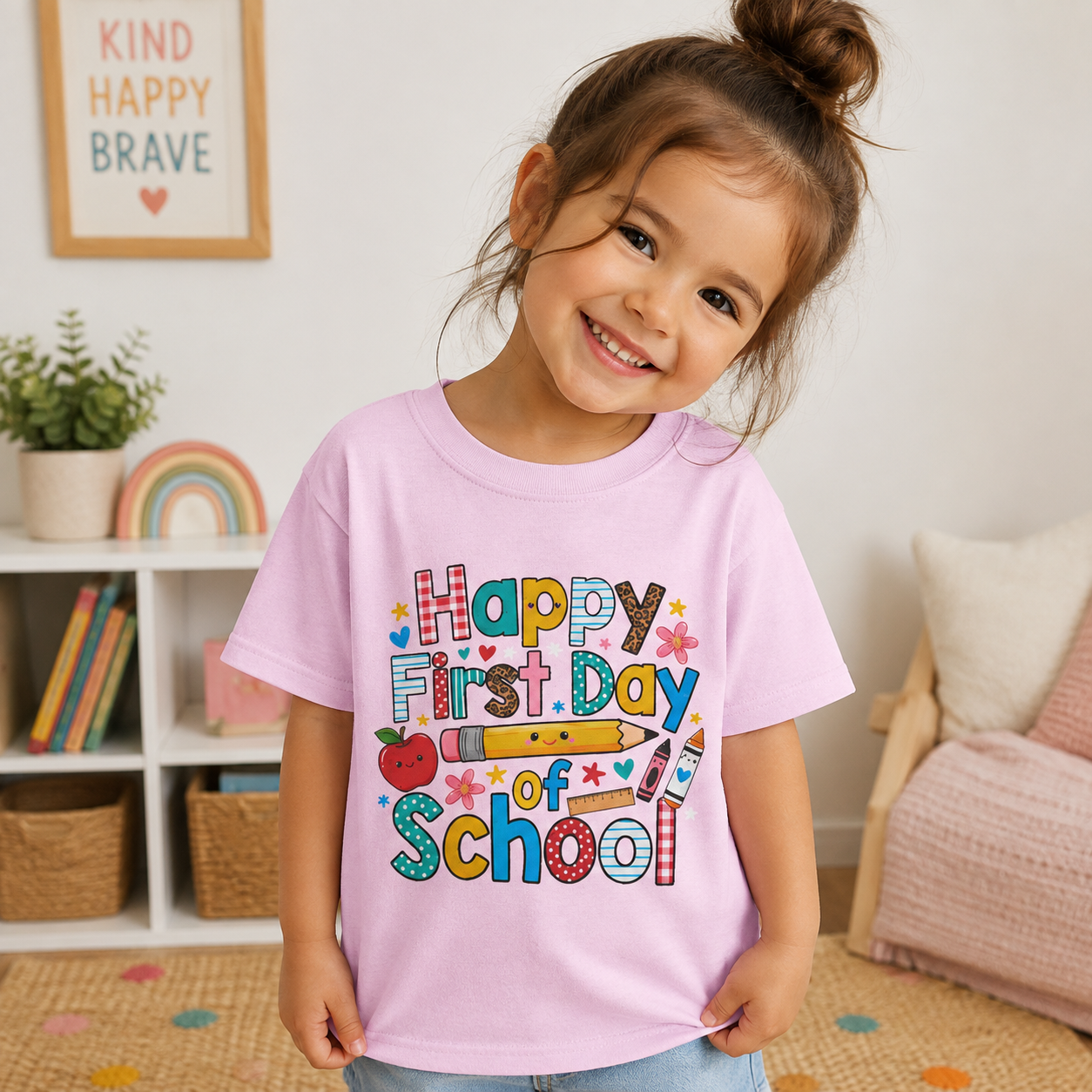 Kids' 'Happy First Day of School' T-Shirt — Colorful Back-to-School Tee